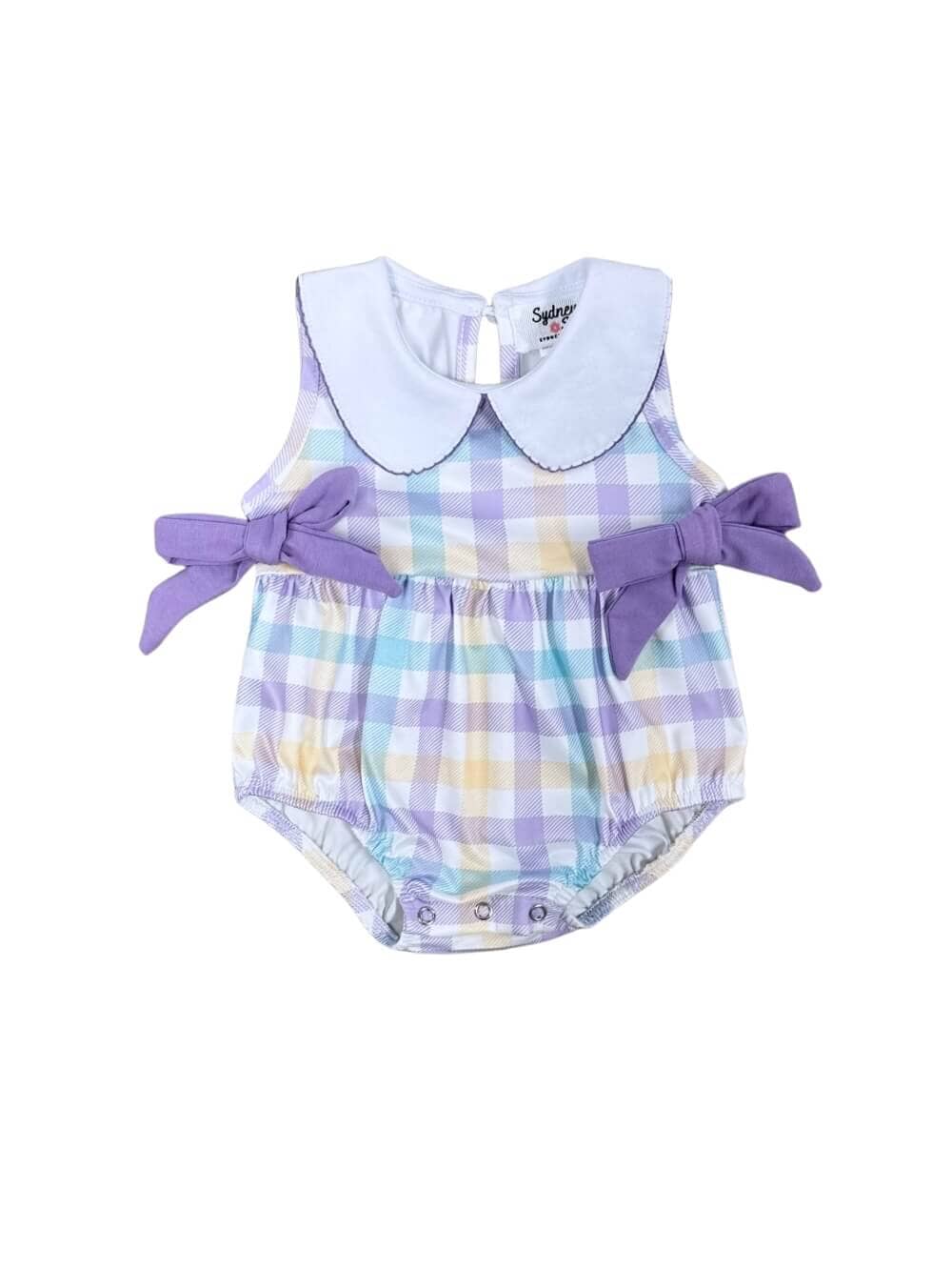 Pastel Plaid Girls Baby Bubble Romper - Sydney So Sweet