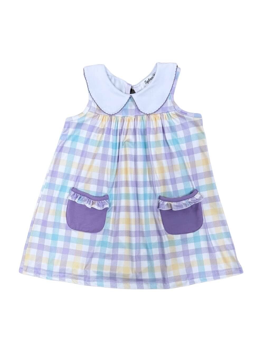 Pastel Plaid Girls Pocketed Spring or Easter Dress - Sydney So Sweet