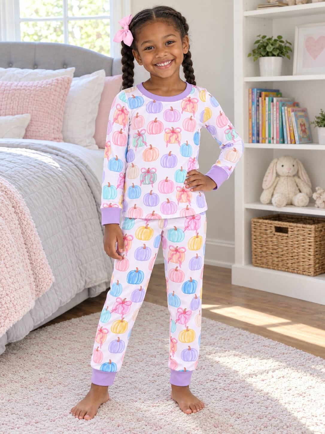 Pastel Pumpkin Patch Girls Fall Lounge Set