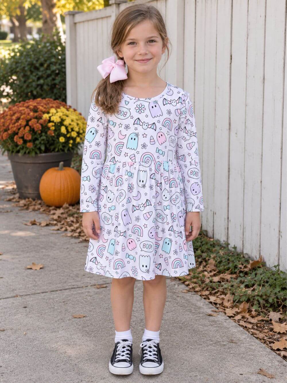 Girl wearing Pastel Halloween Magic dress