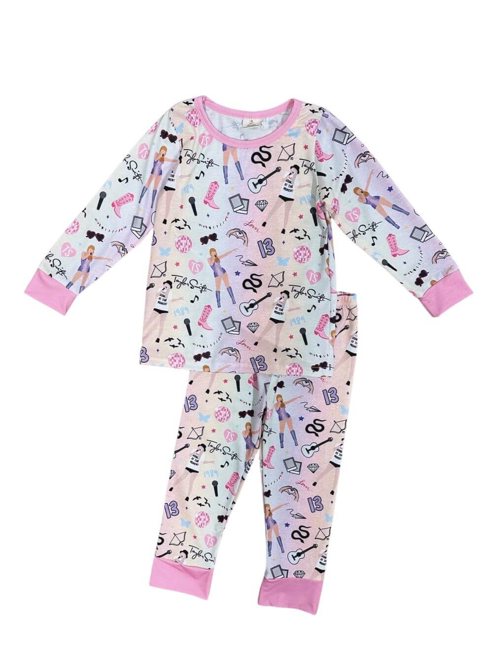 Pastel & Pink Pop Star Girls Long Sleeve Pajamas - Sydney So Sweet