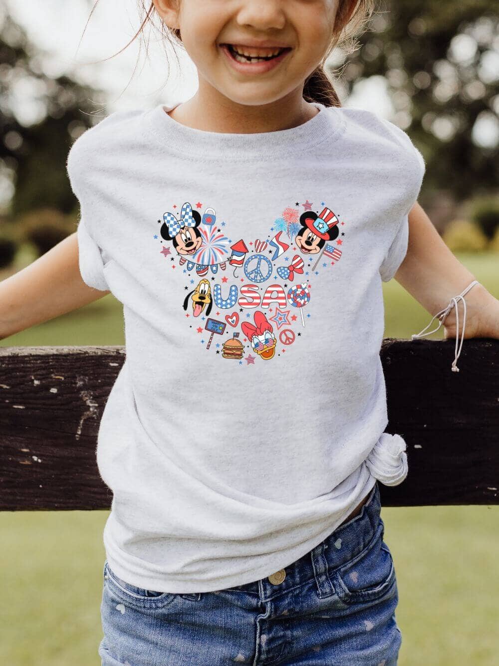 Patriotic Theme Park Mouse Ears Kids Graphic T-Shirt - 4 Colors - Sydney So Sweet