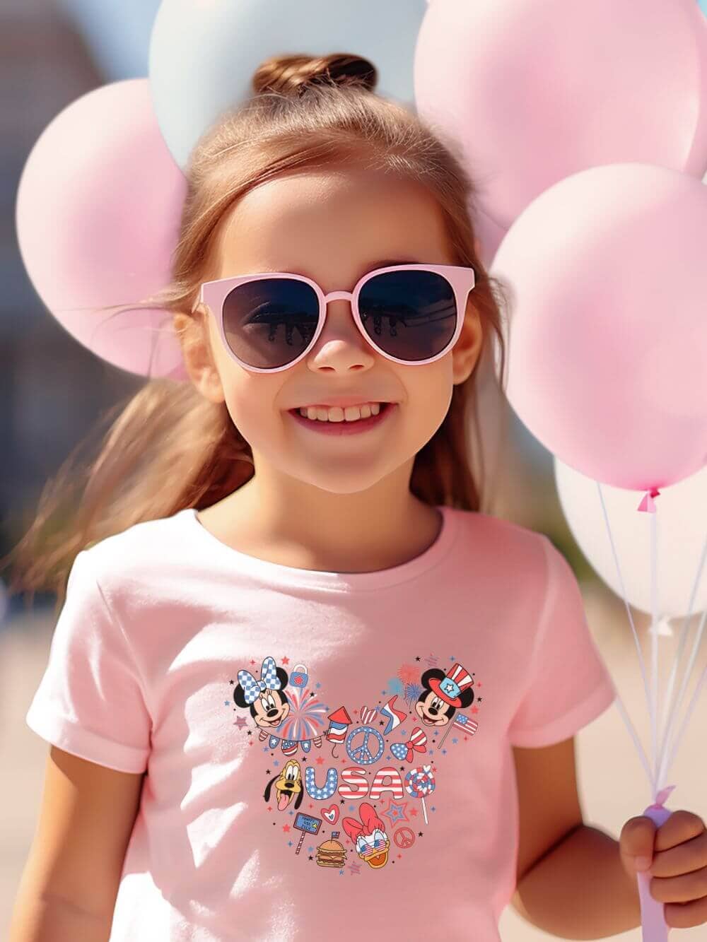 Patriotic Theme Park Mouse Ears Kids Graphic T-Shirt - 4 Colors - Sydney So Sweet