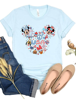 Patriotic Mouse Head Fourth of July T-Shirt Bella + Canvas Unisex Jersey Short Sleeve Tee - Sydney So Sweet