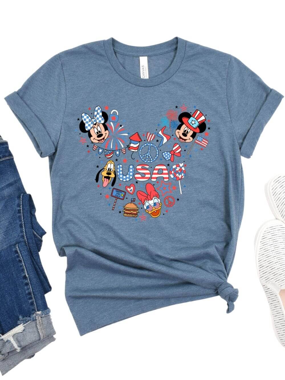 Patriotic Mouse Head Fourth of July T-Shirt Bella + Canvas Unisex Jersey Short Sleeve Tee - Sydney So Sweet