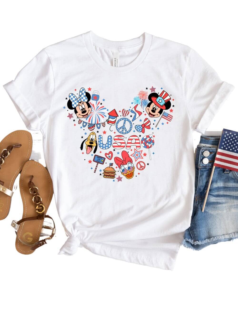 Patriotic Mouse Head Fourth of July T-Shirt Bella + Canvas Unisex Jersey Short Sleeve Tee - Sydney So Sweet