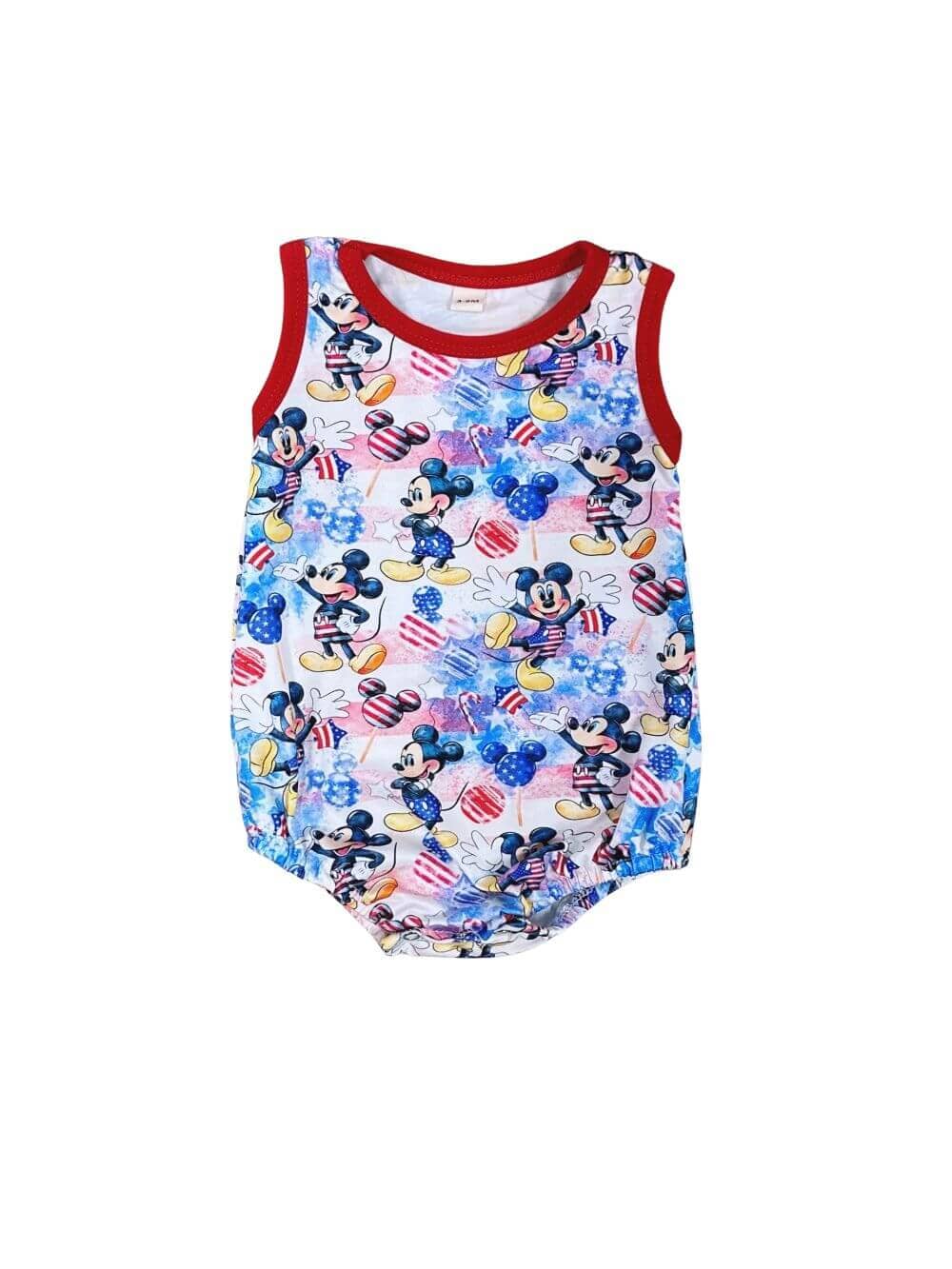 Patriotic Summer Mouse Baby Tank Romper - Sydney So Sweet