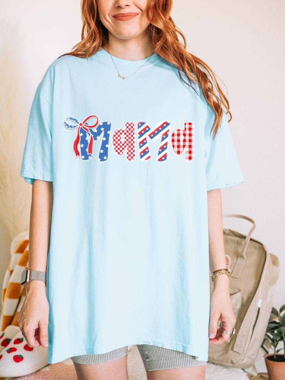 Patriotic Mama USA Graphic T-Shirt 4th of July Mom Tee