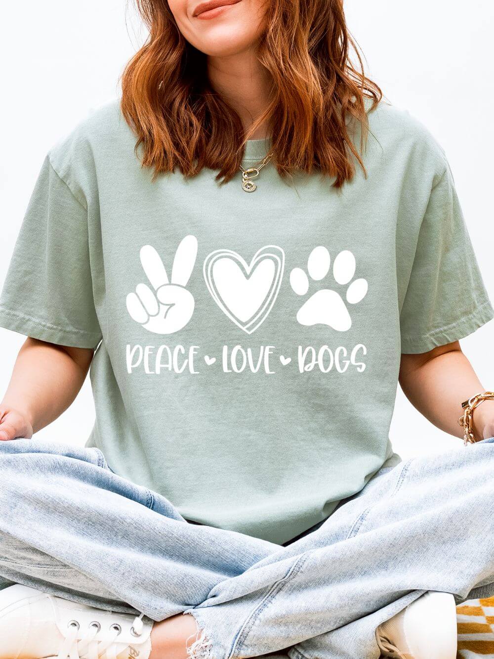 Peace Love Dogs T-Shirt Cute Dog Mom Graphic Tee