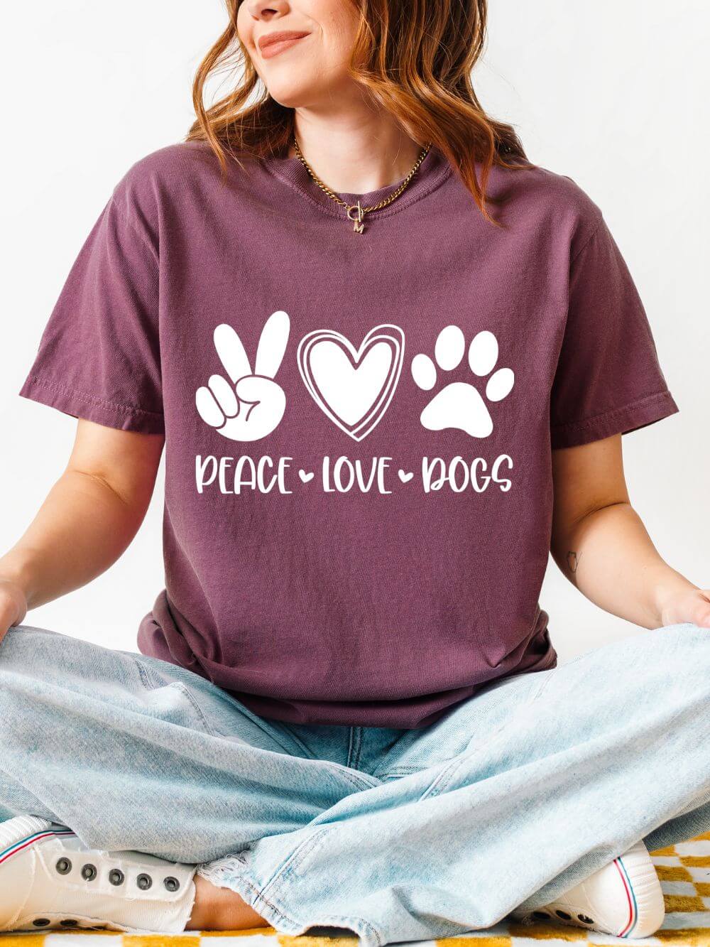 Peace Love Dogs T-Shirt Cute Dog Mom Graphic Tee