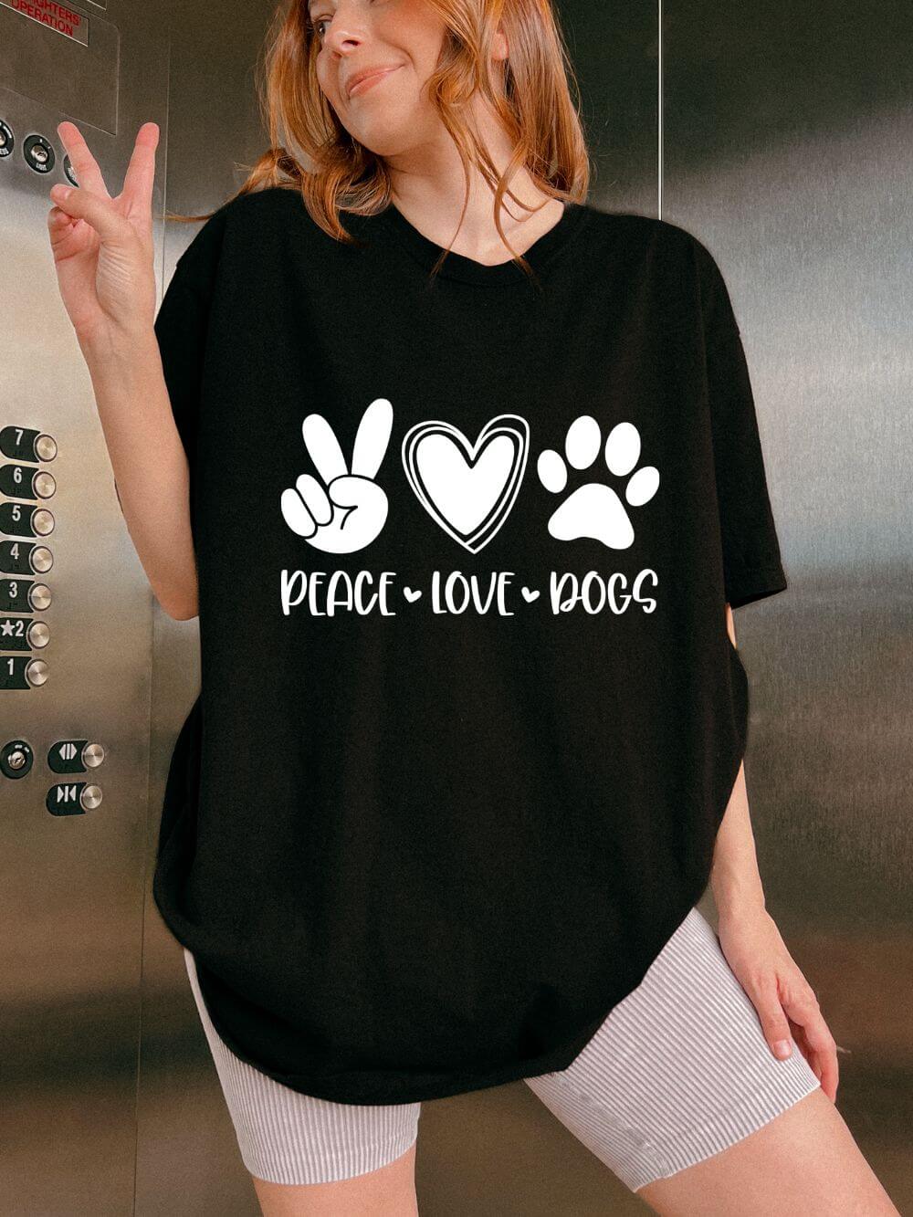Peace Love Dogs T-Shirt Cute Dog Mom Graphic Tee