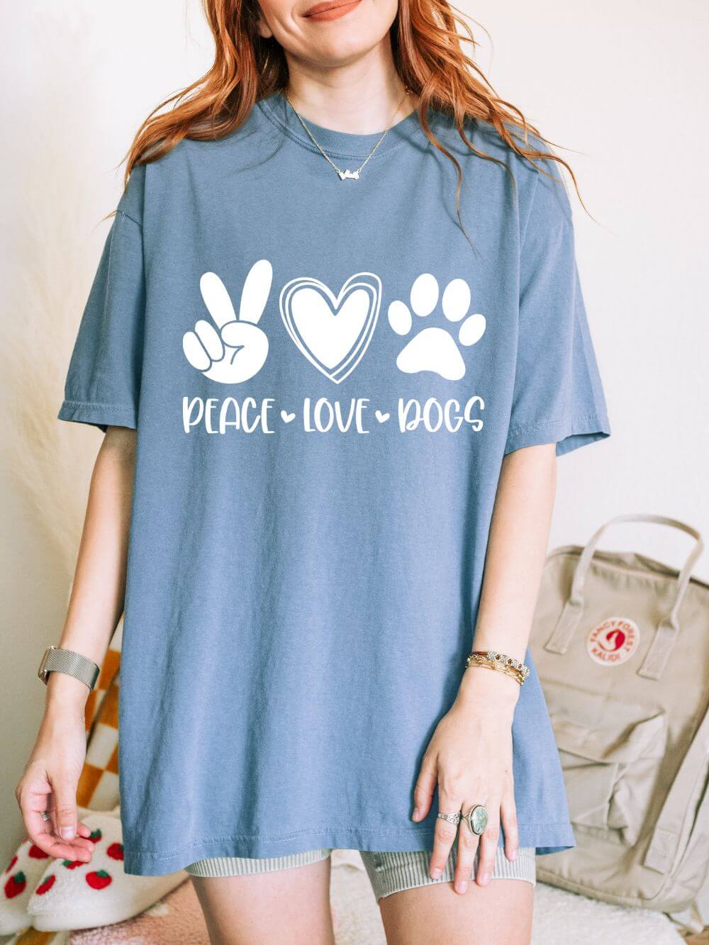 Peace Love Dogs T-Shirt Cute Dog Mom Graphic Tee