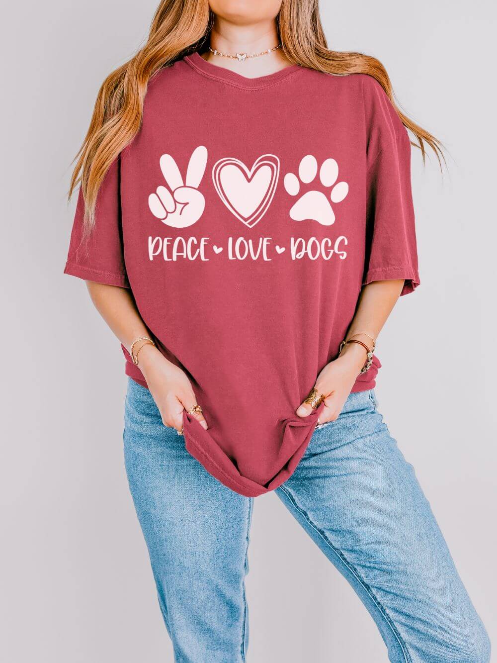 Peace Love Dogs T-Shirt Cute Dog Mom Graphic Tee