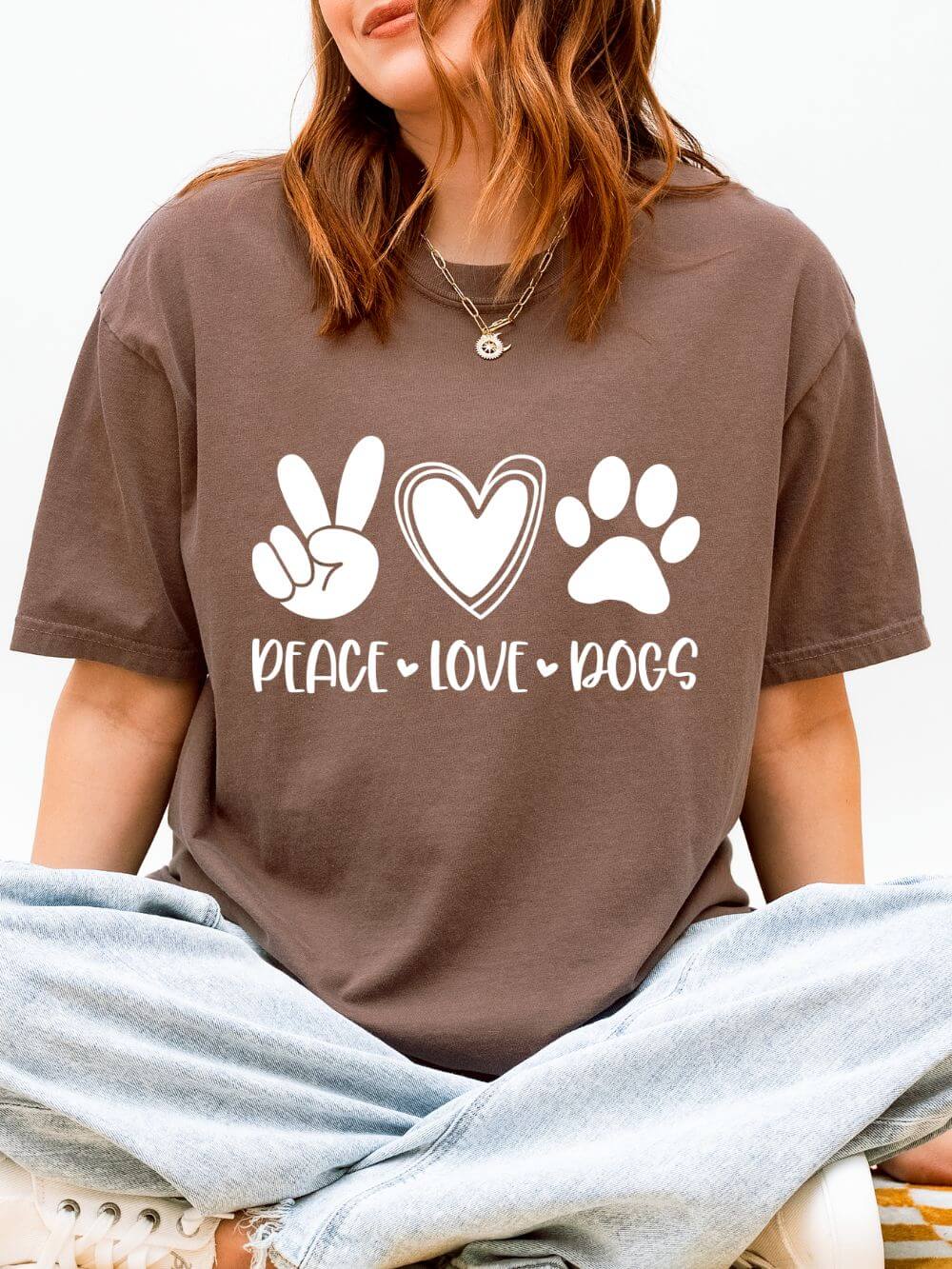 Peace Love Dogs T-Shirt Cute Dog Mom Graphic Tee