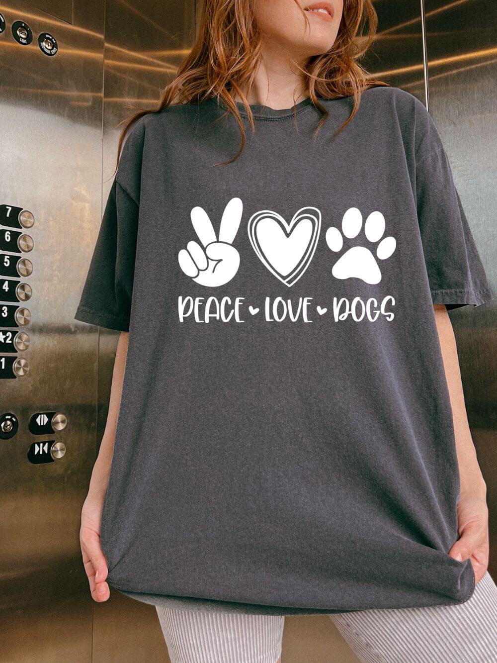 Peace Love Dogs T-Shirt Cute Dog Mom Graphic Tee