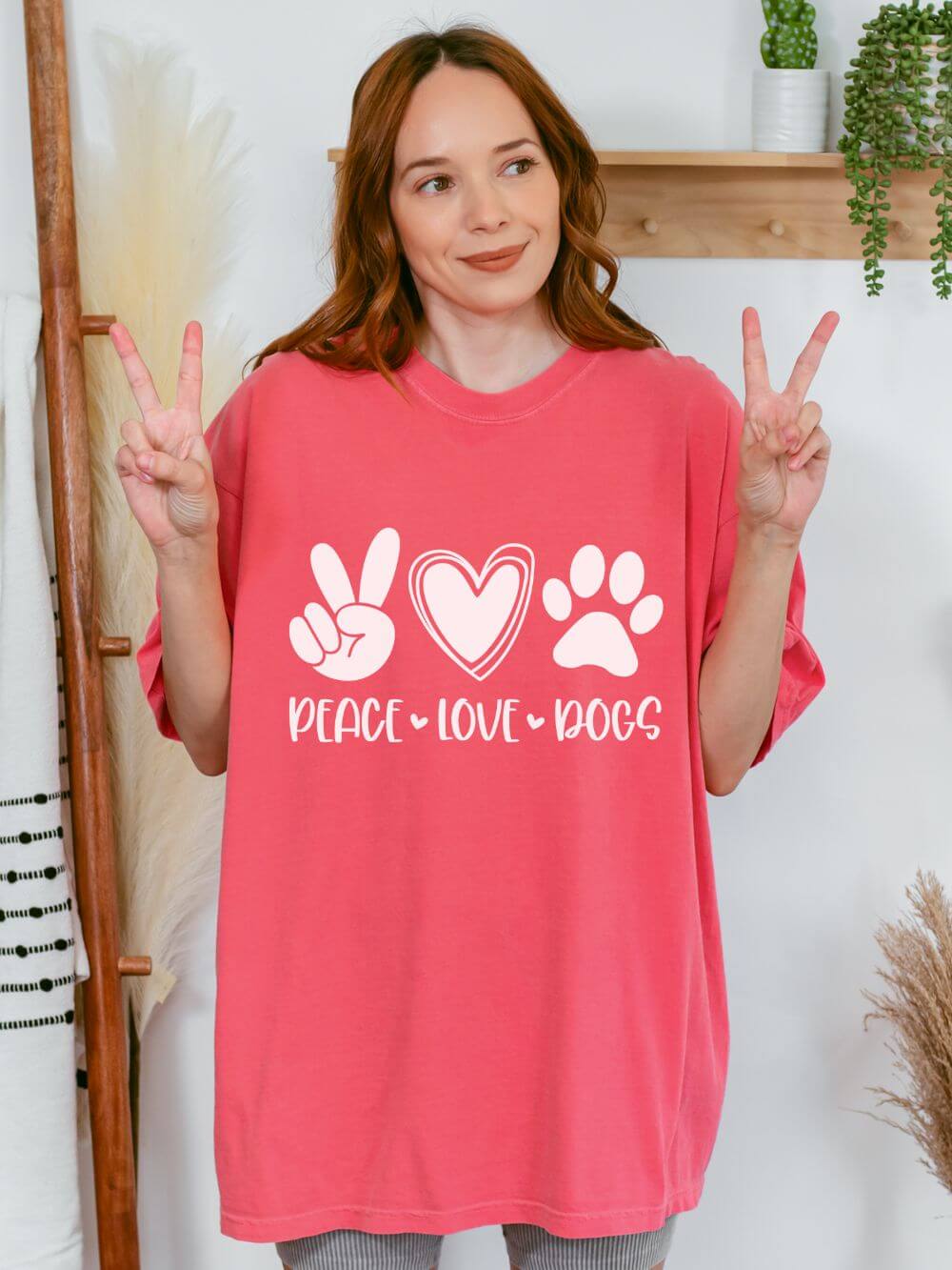 Peace Love Dogs T-Shirt Cute Dog Mom Graphic Tee