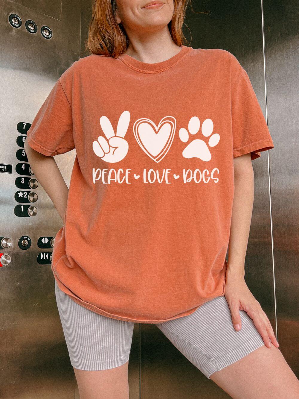 Peace Love Dogs T-Shirt Cute Dog Mom Graphic Tee
