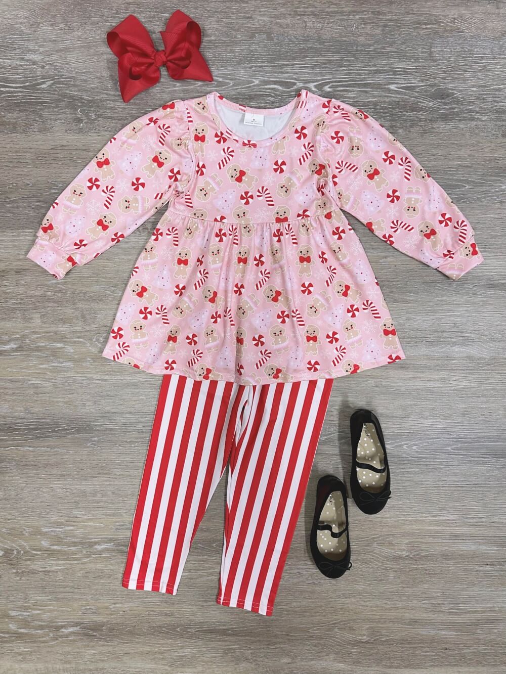 Peppermint & Gingerbread Girls Christmas Outfit - Sydney So Sweet
