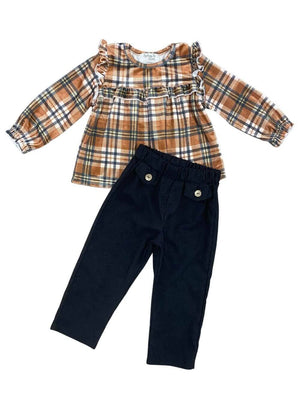 Perfect Fall Velvet Plaid & Corduroy Girls Tunic Top Outfit - Sydney So Sweet