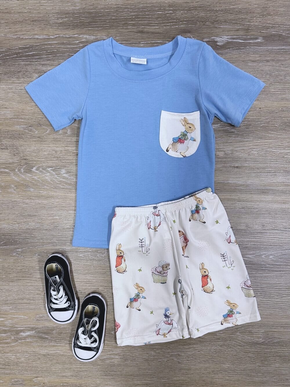 Peter Rabbit Boys Blue Pocket T-Shirt Shorts Outfit - Sydney So Sweet