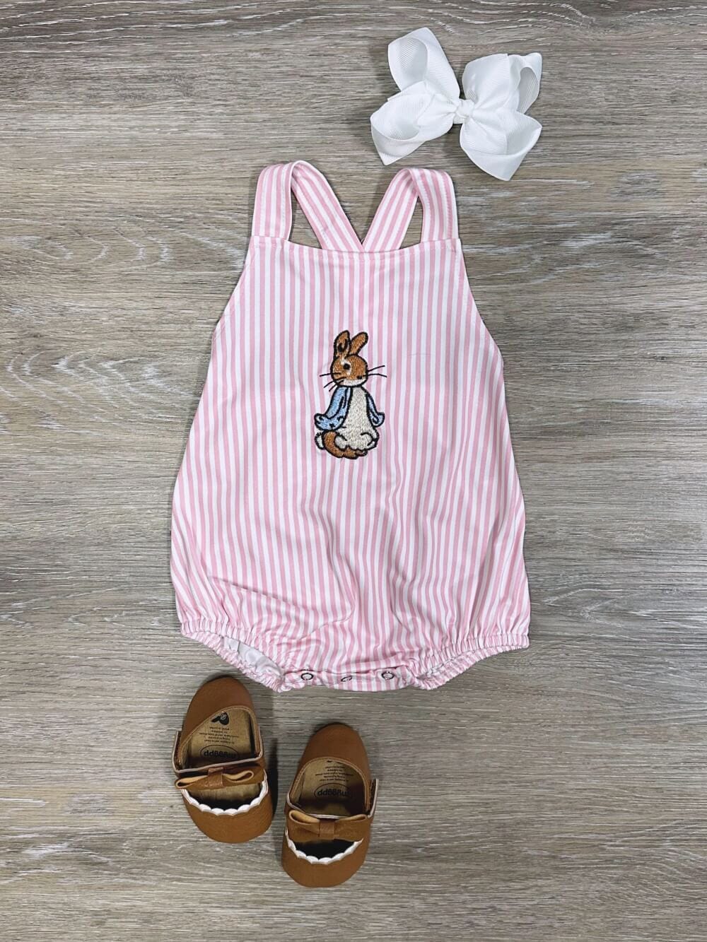 Peter Rabbit Pink Stripe Sleeveless Baby Bubble Romper - Sydney So Sweet
