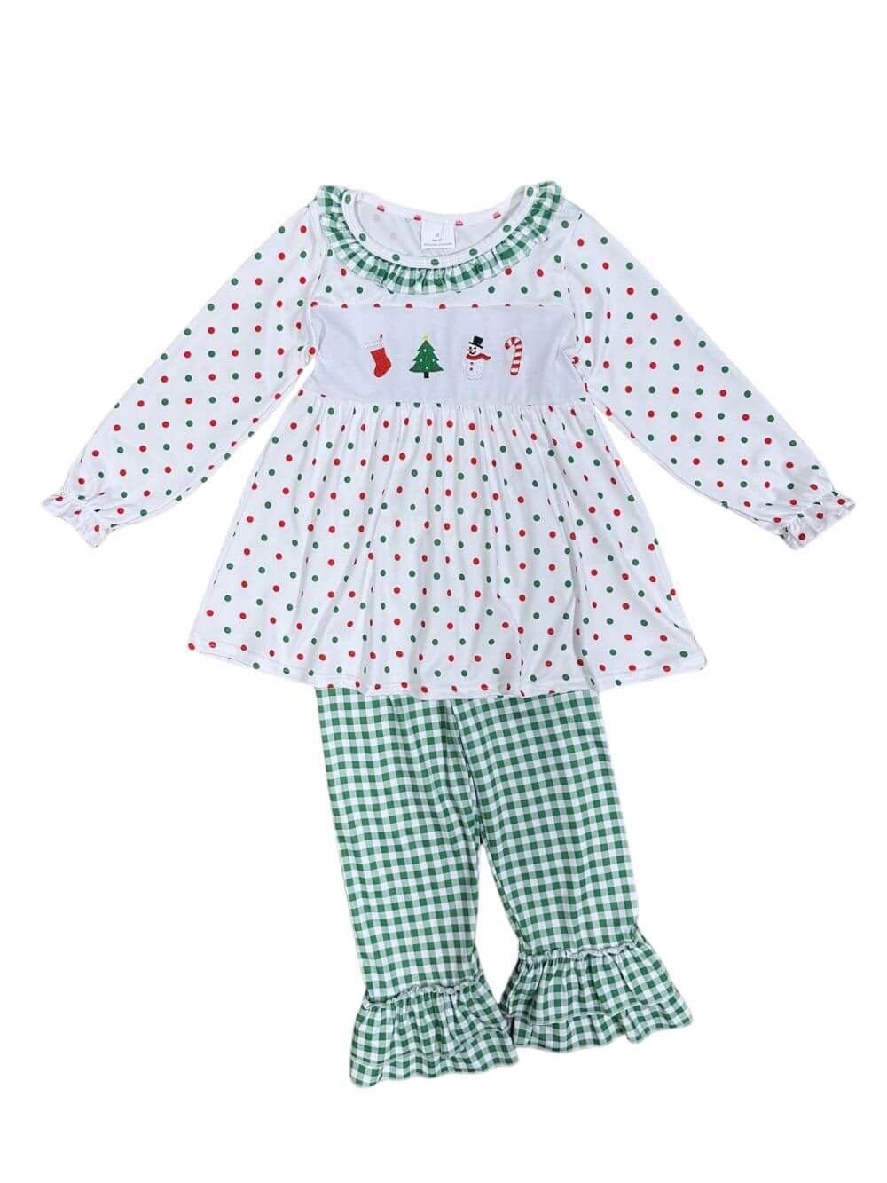 Petite Polka Dots & Gingham Girls Christmas Outfit - Sydney So Sweet