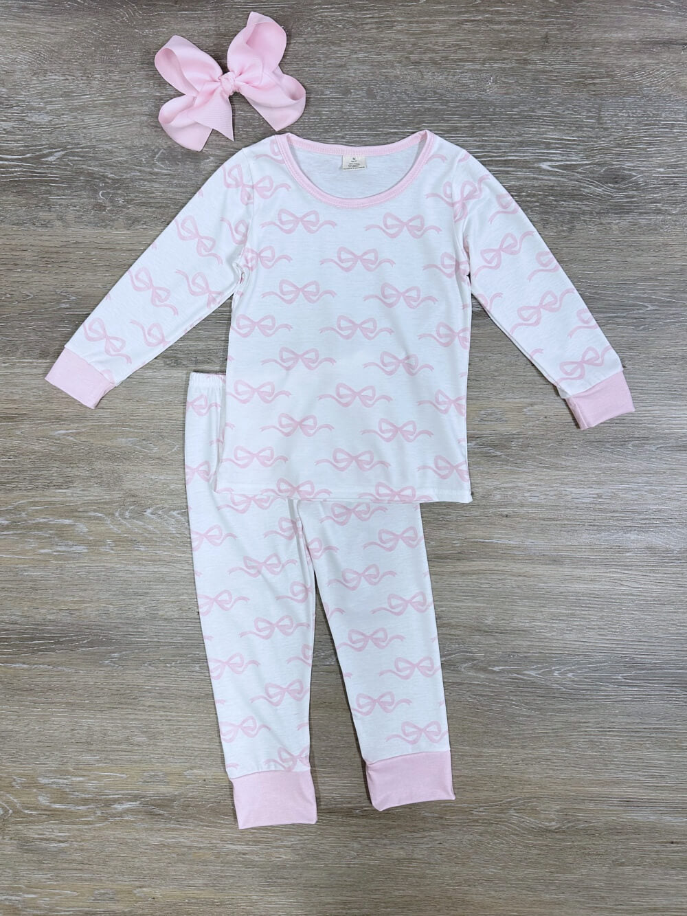 Pink Bow Perfect Girls Long Sleeve Pajamas - Sydney So Sweet