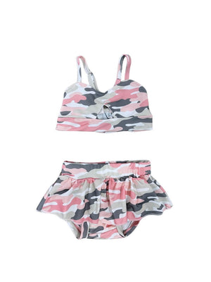 Pink Camo Girls 2 Piece Skirted Bikini Swimsuit - Sydney So Sweet