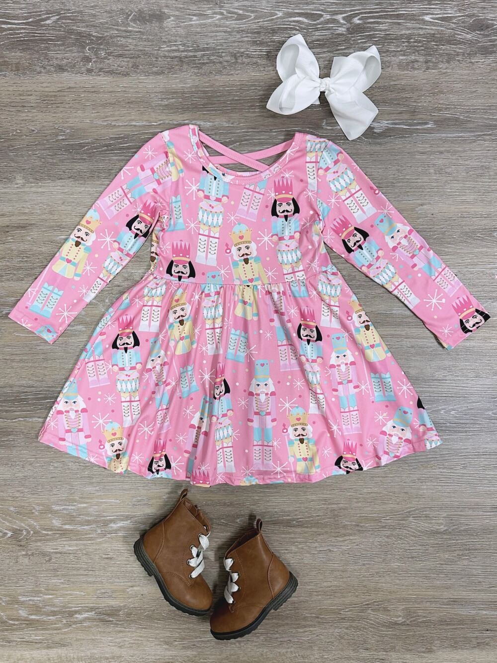 Pink Nutcracker Princess Long Sleeve Christmas Dress - Sydney So Sweet