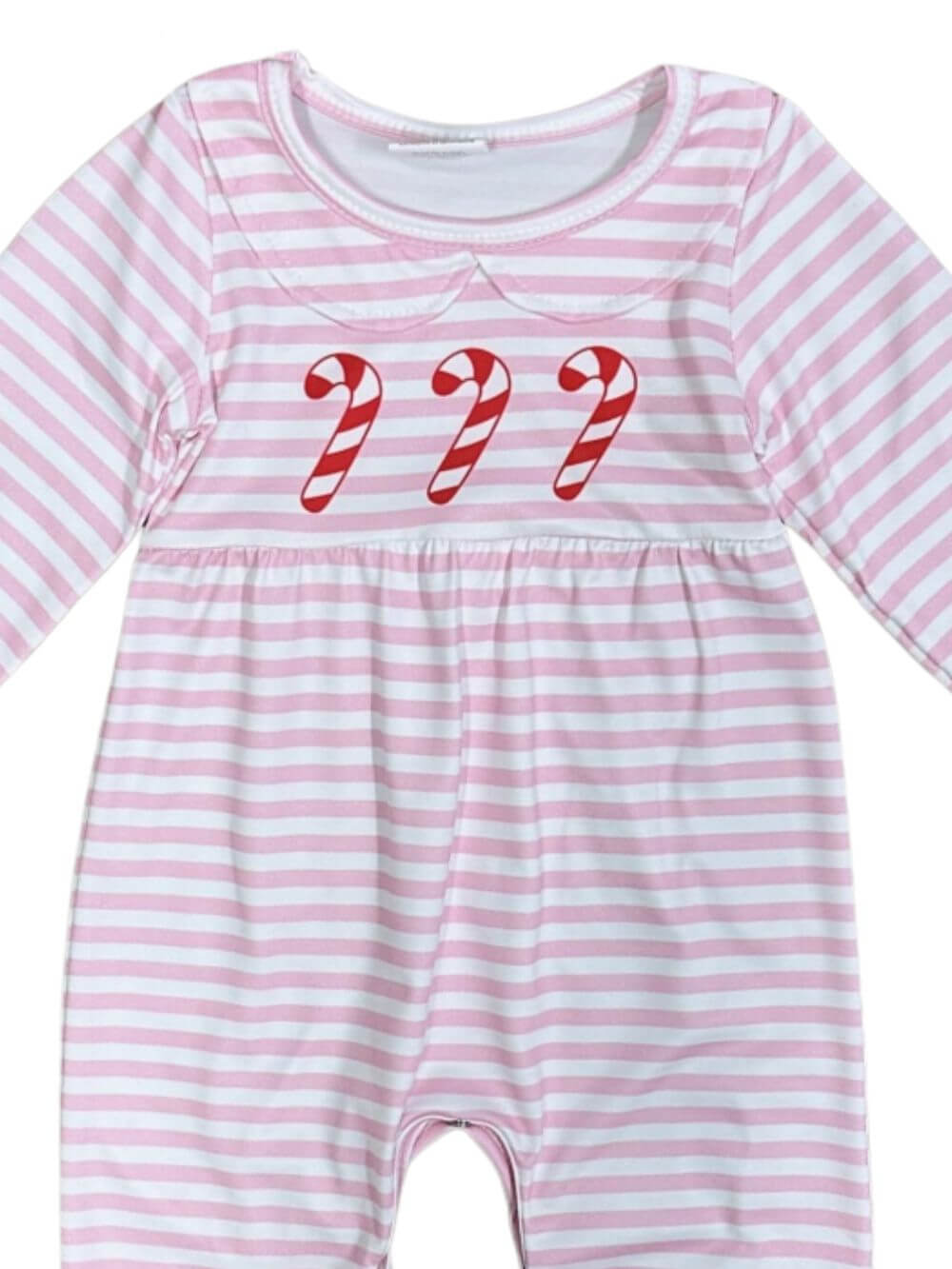 Pink Peppermint Stripe Girls Christmas Baby Romper - Sydney So Sweet