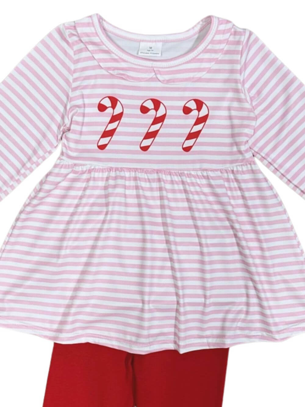 Pink Peppermint Stripe Girls Christmas Outfit - Sydney So Sweet