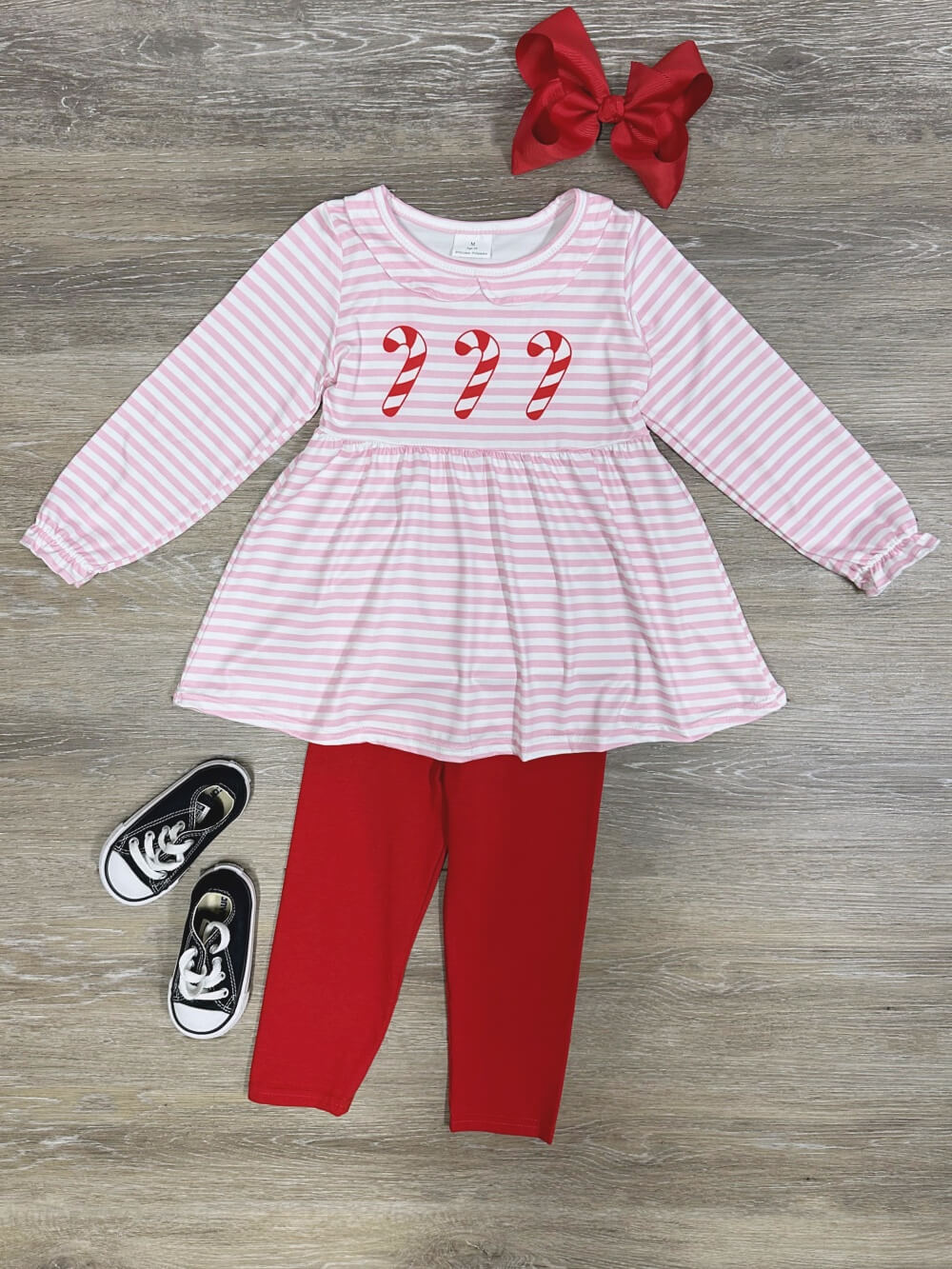Pink Peppermint Stripe Girls Christmas Outfit - Sydney So Sweet