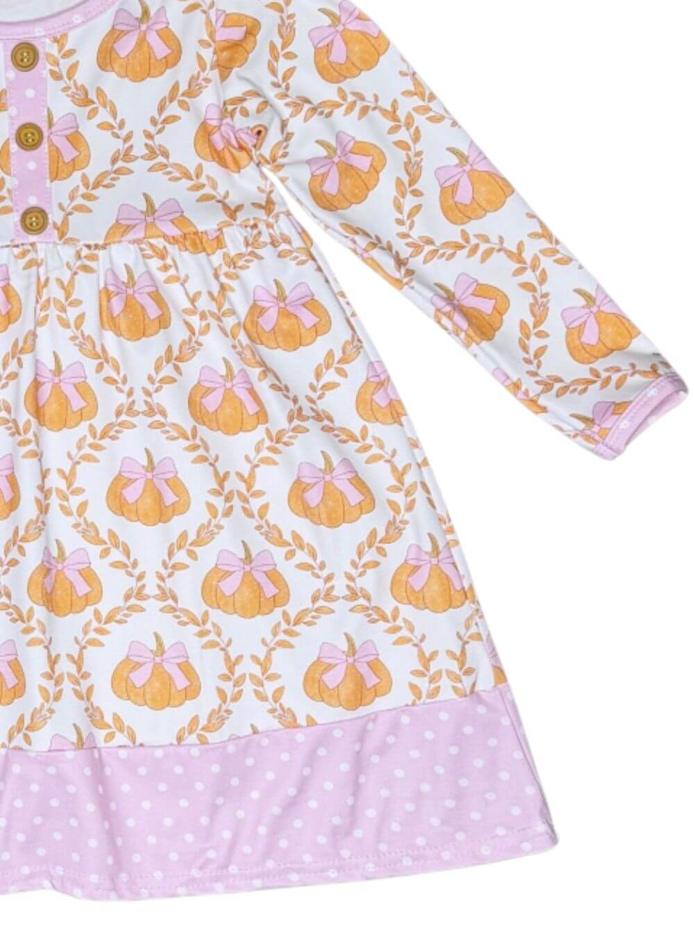 Pink Polka Dot Pumpkin Patch Girls Dress