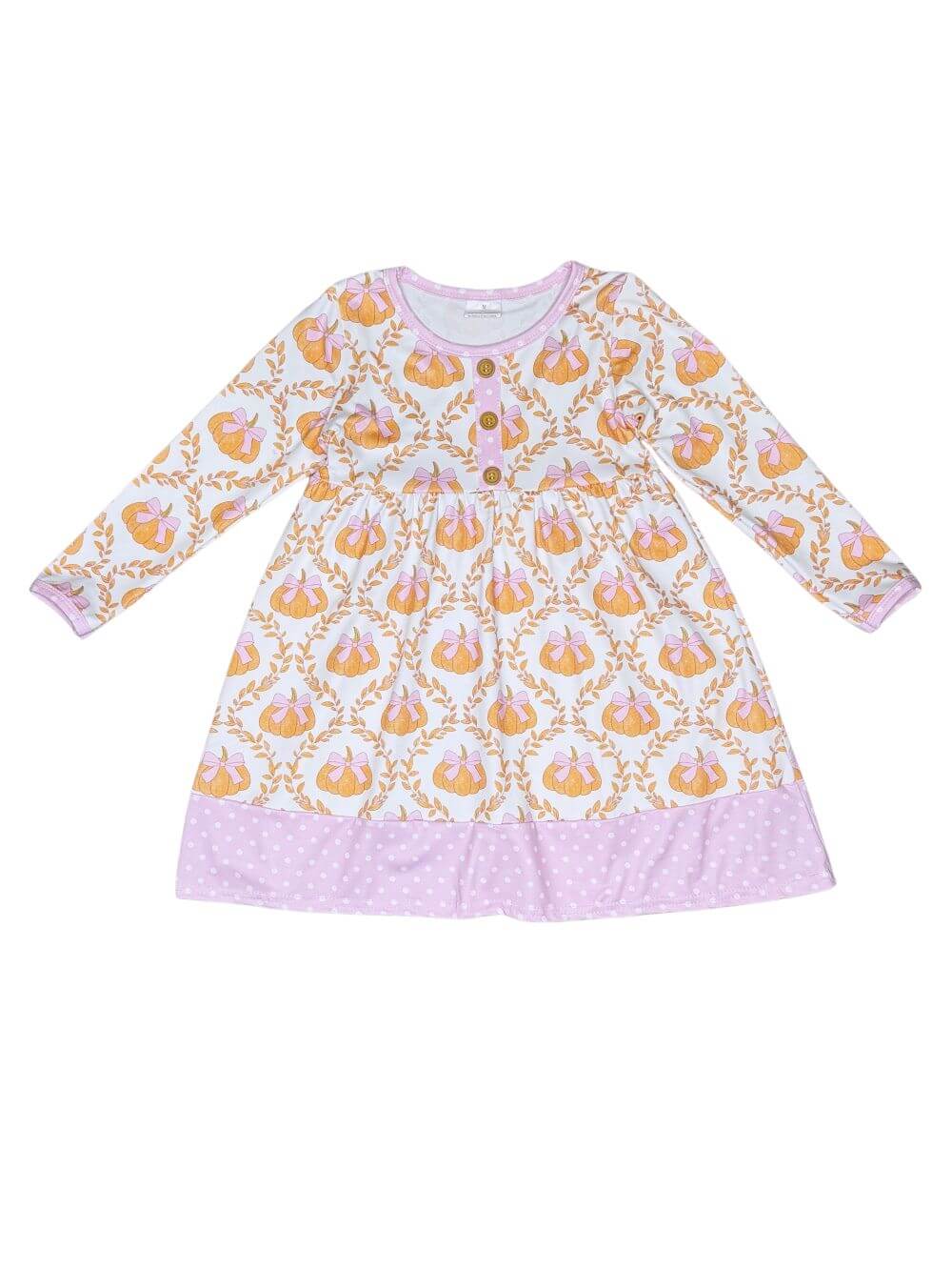 Pink Polka Dot Pumpkin Patch Girls Dress