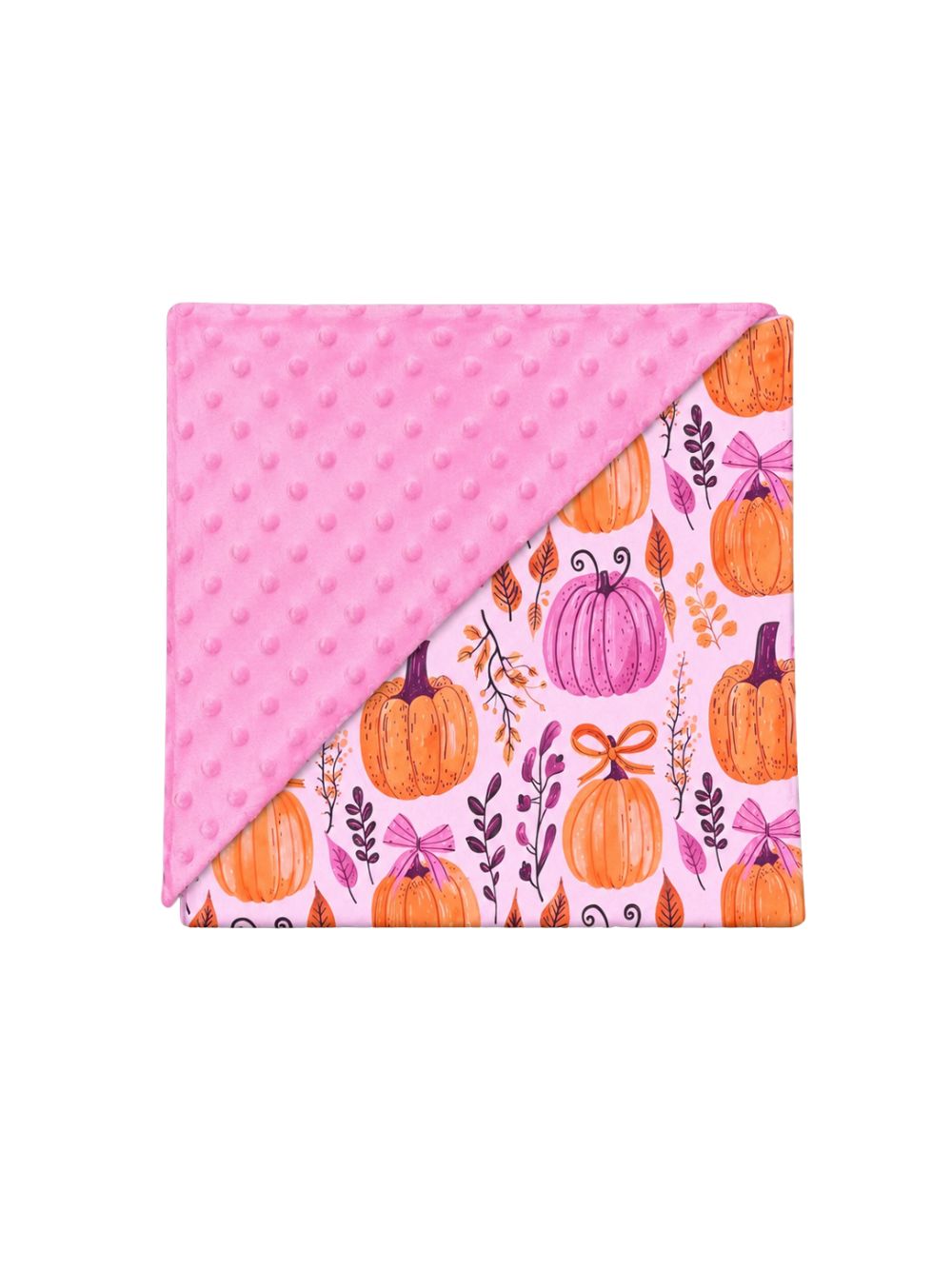 Pink Pumpkin Patch Baby or Toddler Minky Dot Blanket