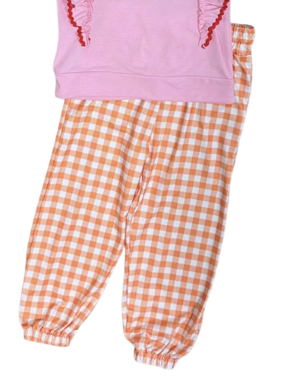 Pink Ruffle Pumpkin Girls Gingham Pants Outfit - Sydney So Sweet