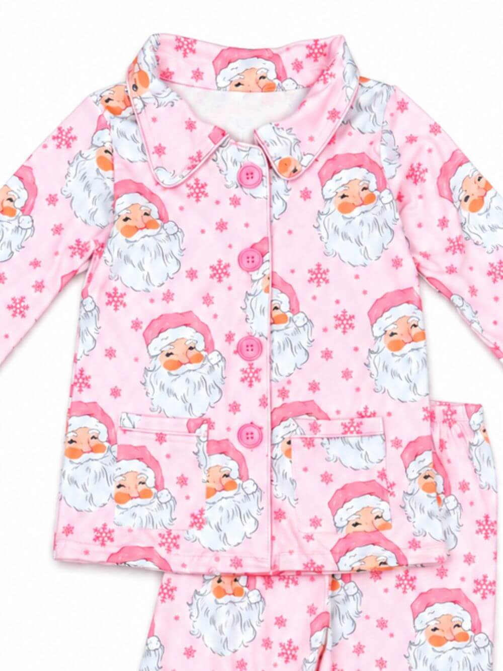 Pink Santa Girls Faux Fur Trim Lounge Set