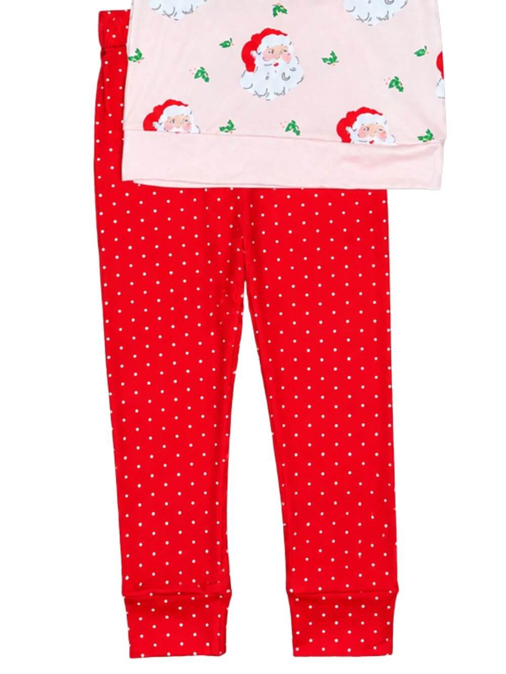 Pink Santa Holly Girls Christmas Polka Dots Outfit