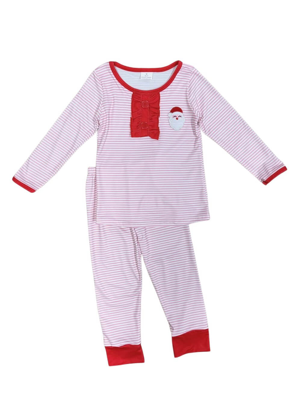 Pink Striped Santa Claus Girls Christmas Pajamas - Sydney So Sweet