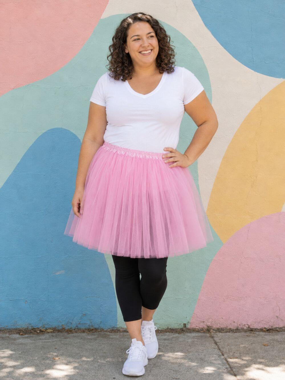 Plus Size Pink Tutu Skirt - Plus Size 3-Layer Tulle Skirt Dress Up Tutus for Women