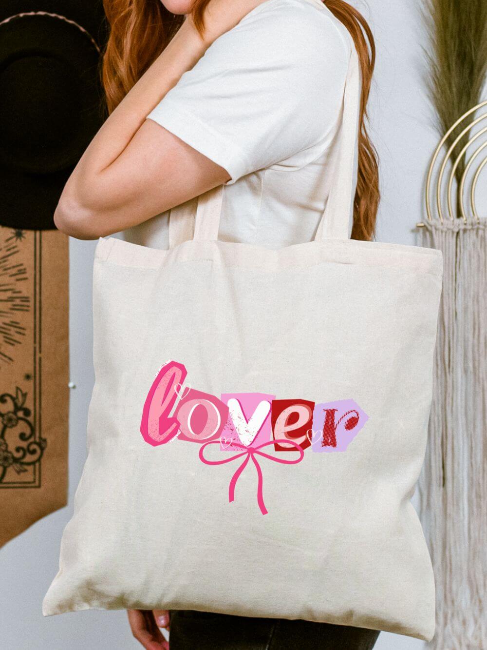 Pink Lover Magazine Cut Out Cotton Canvas Tote Bag