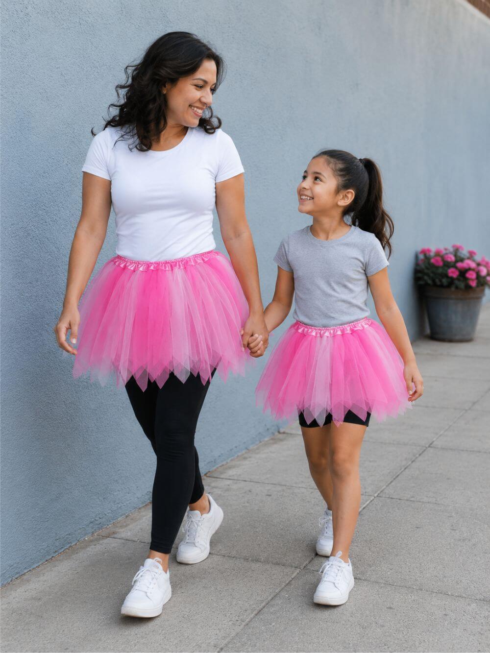 Pink & Neon Pink Fairy Costume Pixie Tutu Skirt for Kids, Adults, Plus