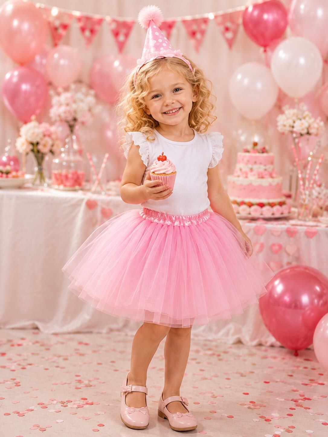 Pink Tutu Skirt for Girls – 3-Layer Tulle Ballet, Dance, and Dress-Up Costume Skirt