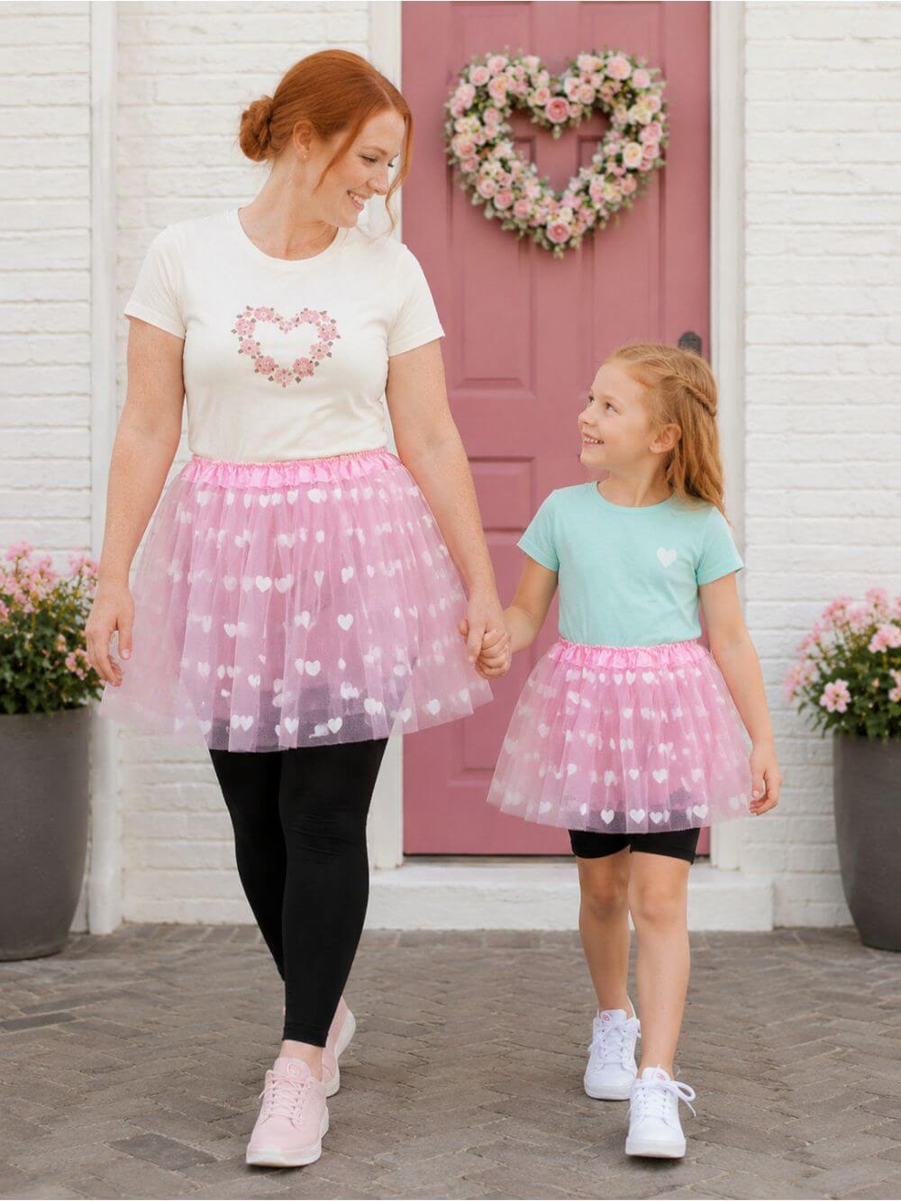 Pink Heart Valentine's Day Tutu Skirt Costume for Toddler, Girls, Women, Plus