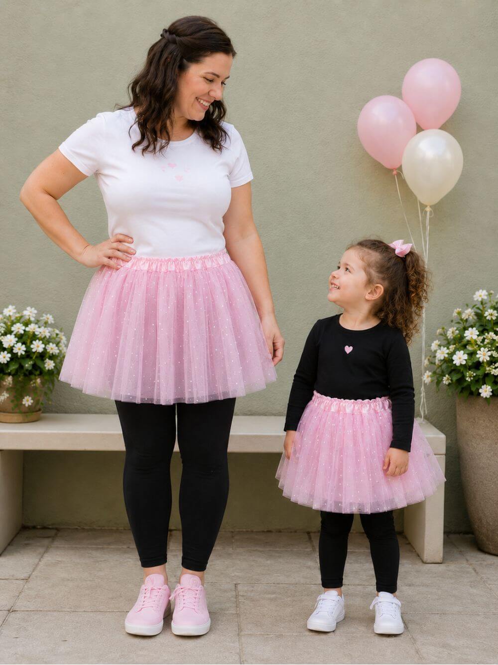 Pink Sequin Heart Tutu Skirt Costume for Toddler, Girls, Women, Plus