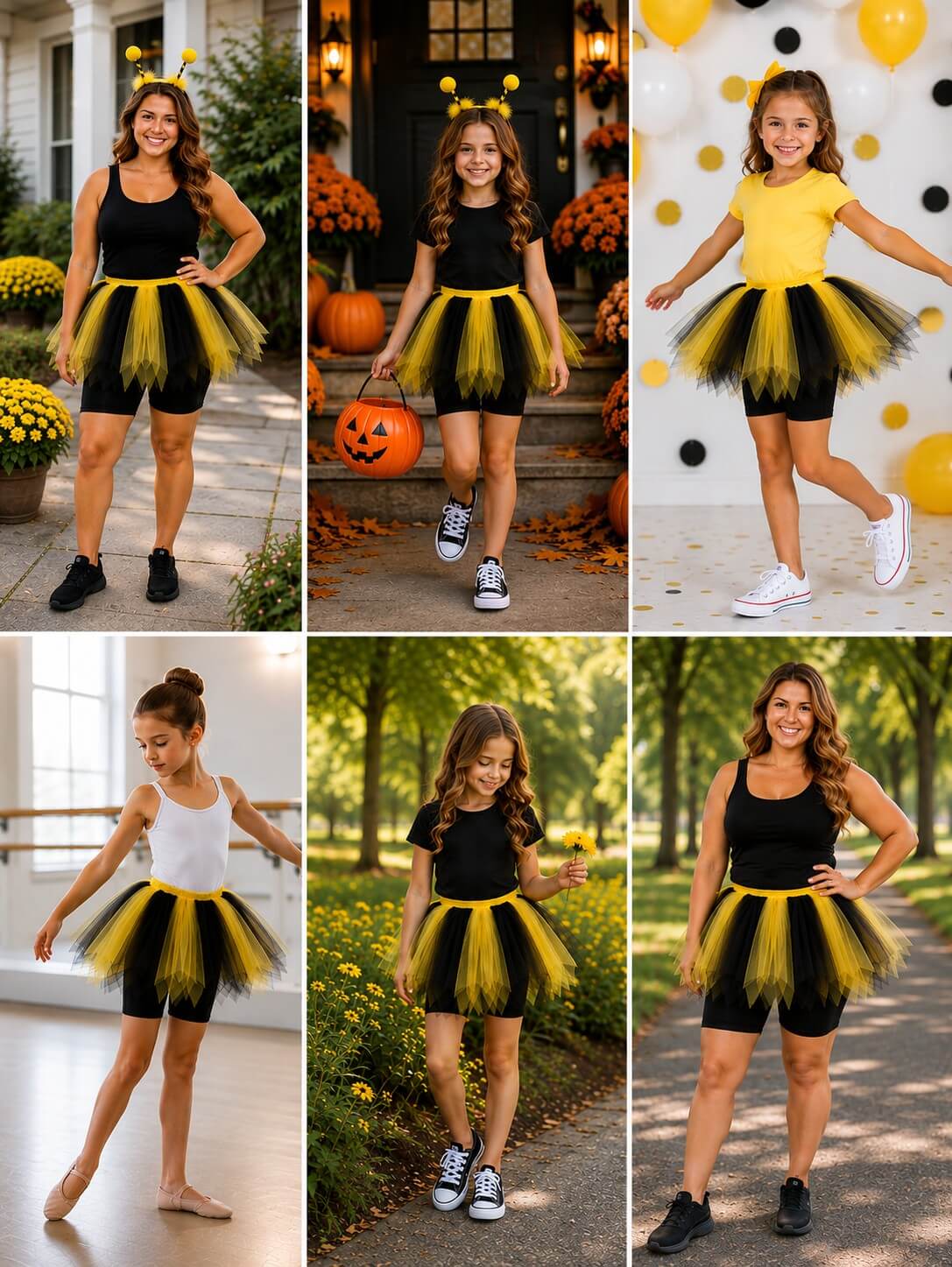 Yellow & Black Fairy Costume Pixie Tutu Skirt for Kids, Adults, Plus