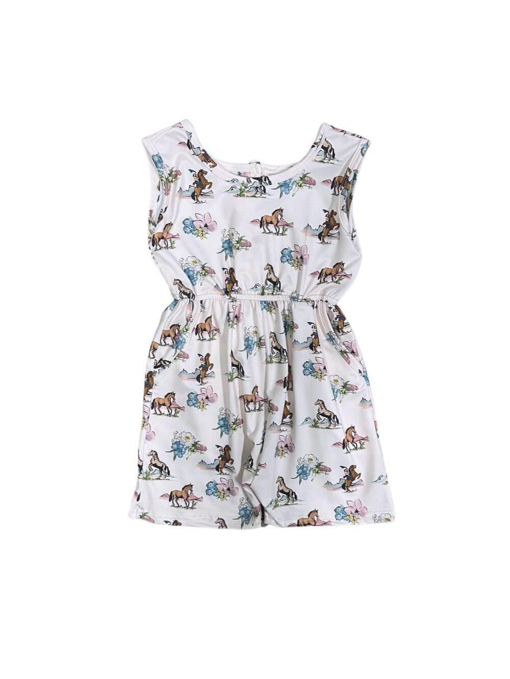 Pony Parade Girls Ivory Tank Shorts Romper - Sydney So Sweet