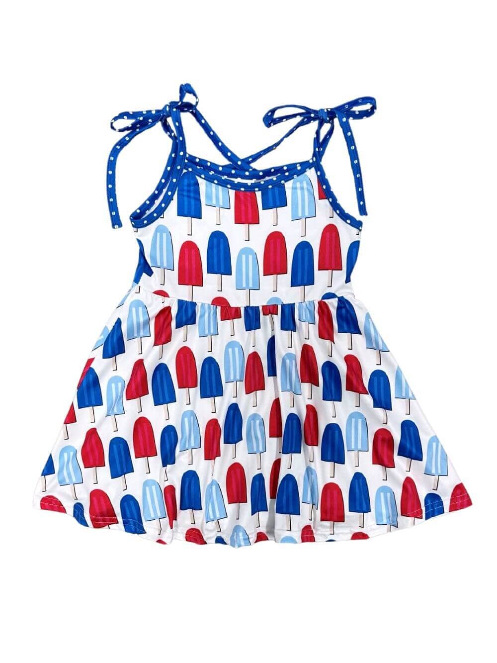 Popsicle Party USA Girls Tie Strap Patriotic Tank Dress - Sydney So Sweet