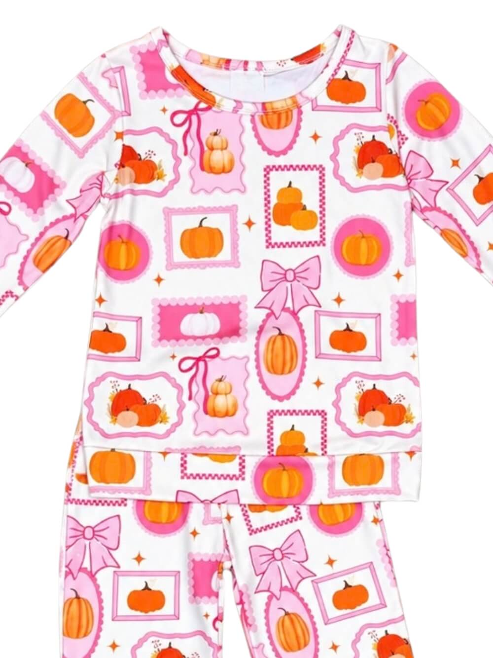 Preppy Pink Fall Girls Bell Bottoms Matching Set