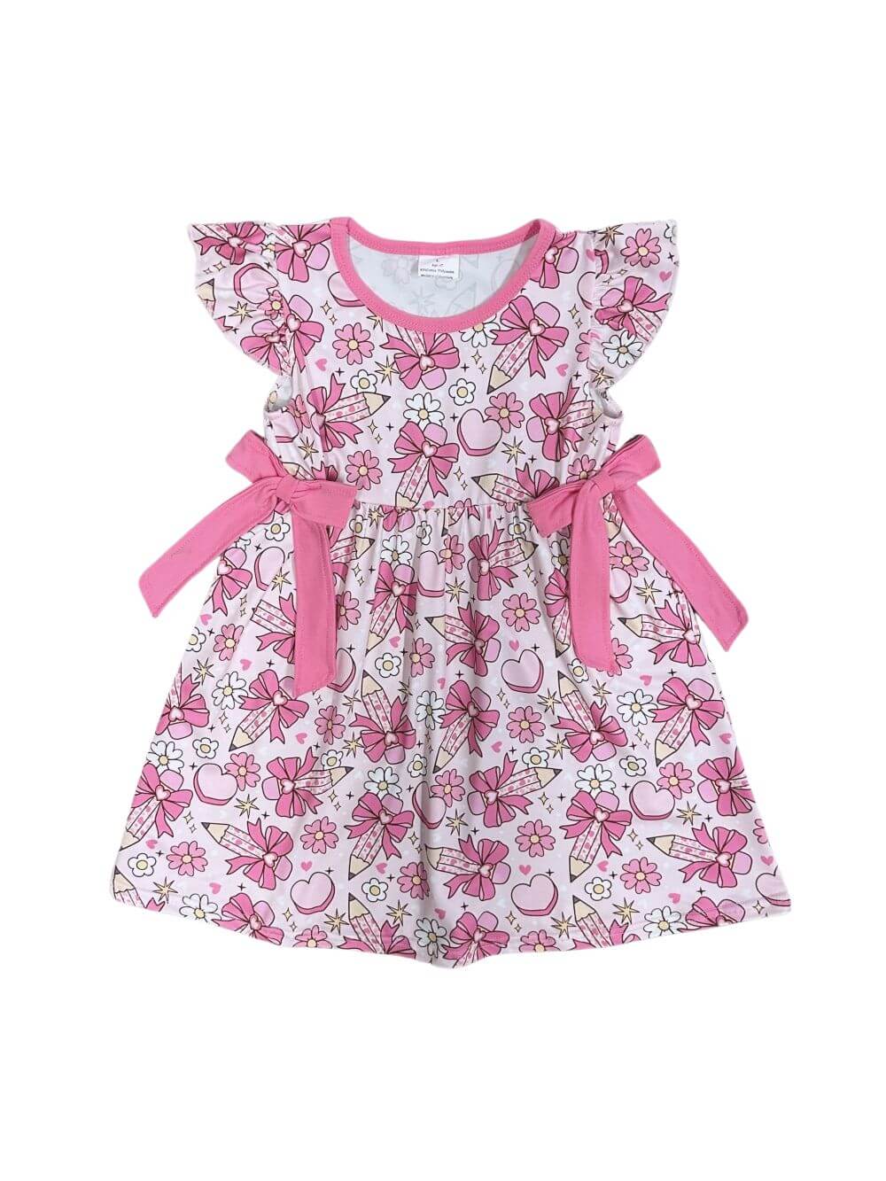 Pretty Pink Bow Pencil Girls Back to School Dress - Sydney So Sweet